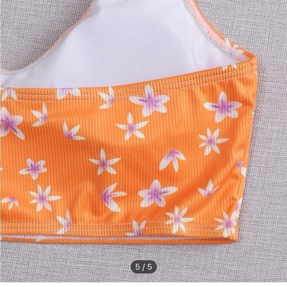 Shein floral ribbed halter bikini top NWOT Large - Picture 4 of 7